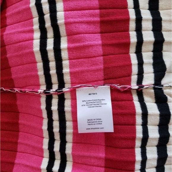 DOLAN Anthropologie Dora Cotton Blend Striped Pleated Knit Midi Skirt Pink Small - Picture 6 of 8